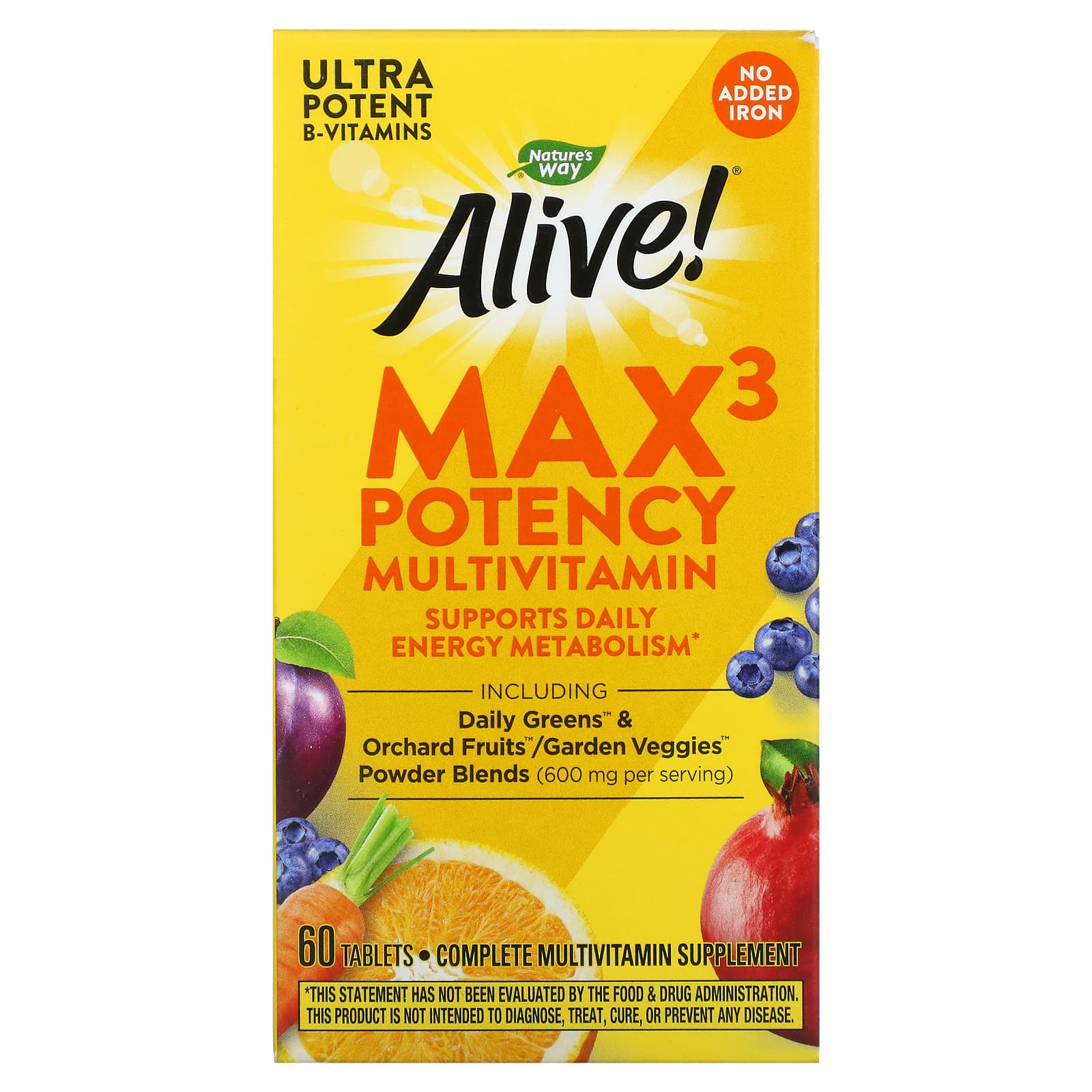 Nature’s Way, Alive! Max3 Potency Multivitamin, No Added Iron, 60 Tablets UPC 033674149300 | HiLife Vitamins
